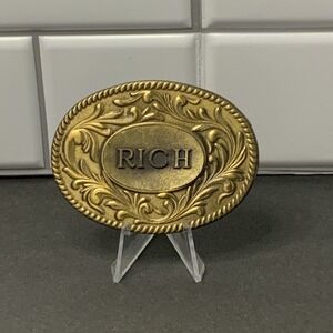 Vintage 1977 The Kinney Co Belt Buckle "Rich"